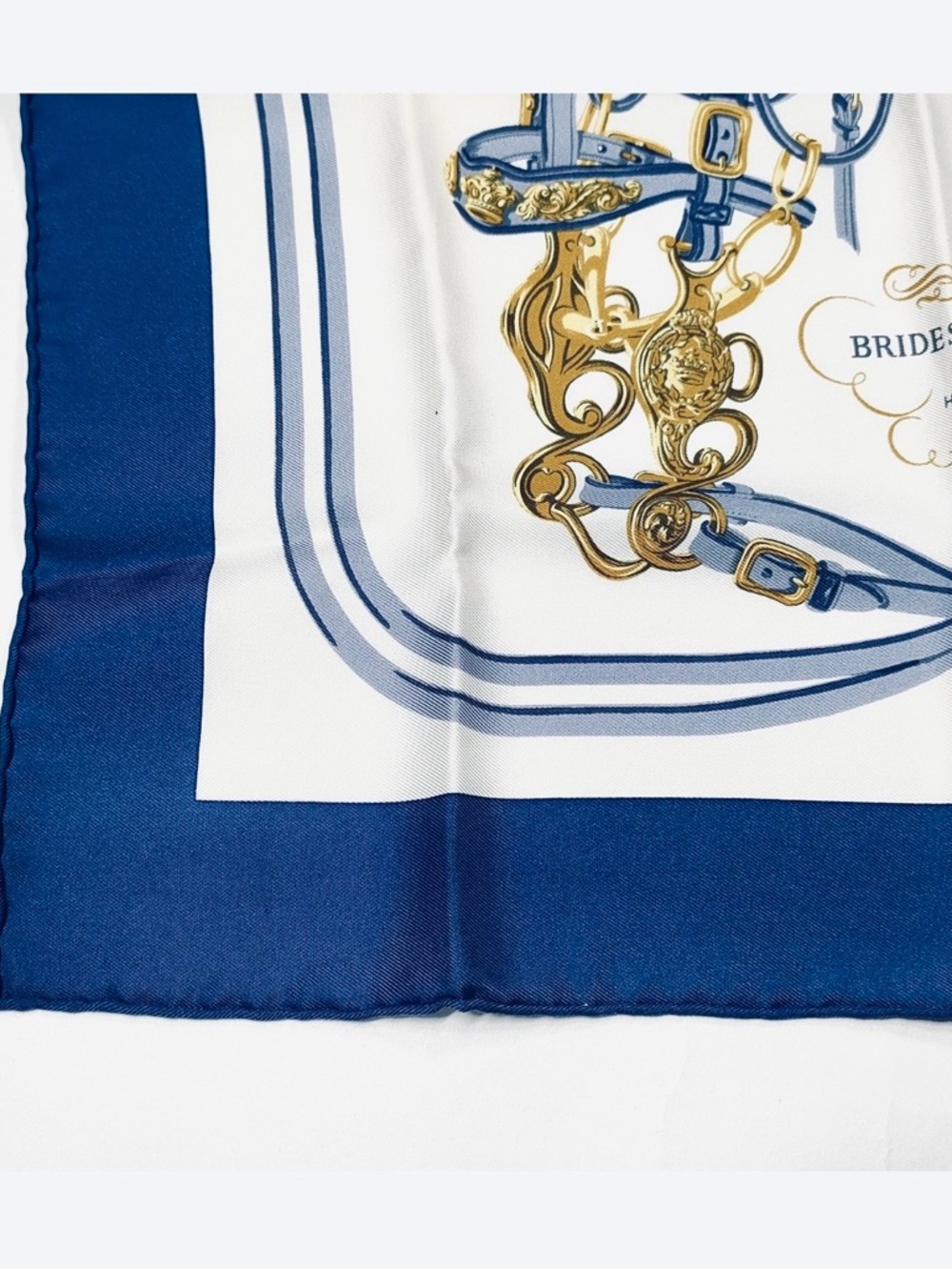 Hermès—“Brides de Gala” Navy Silk Scarf, Vintage - Picture 5 of 9
